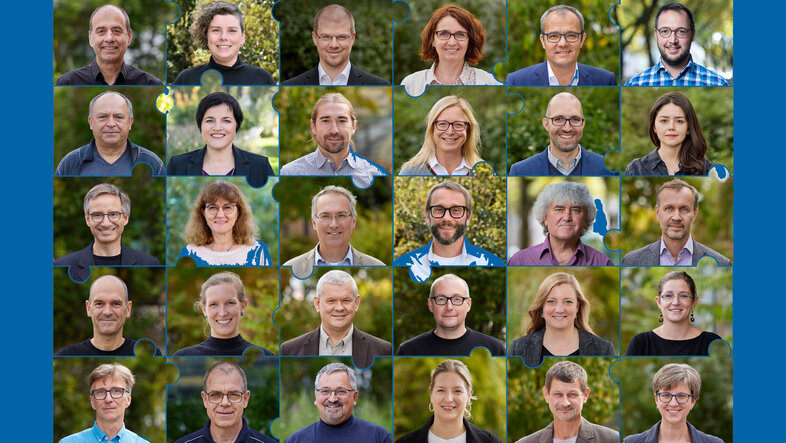 Collage aller 30 am Cluster of Excellence beteiligten Wissenschafter*innen in Puzzleform