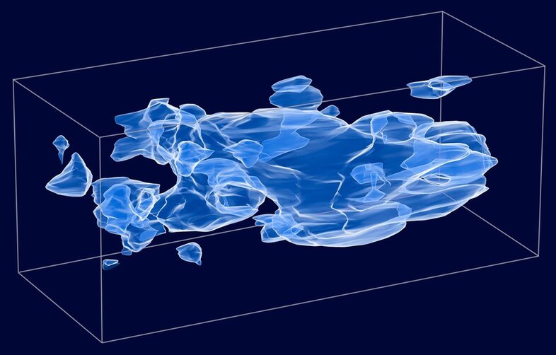 Computer-generated 3D model of the distribution of dark matter in space
