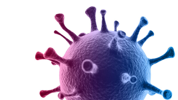 Grafik von blau-rotem Coronavirus