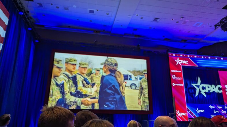 Republican Governor of South Dakota, Kristi Noem, at CPAC in February 2024