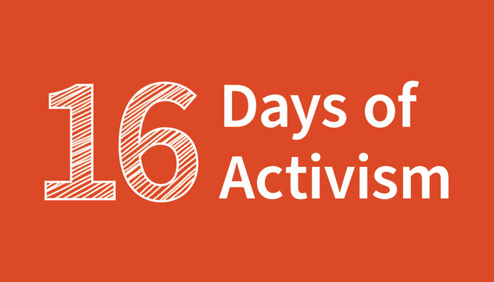 Banner mit Aufschrift "16 Days of Activism"
