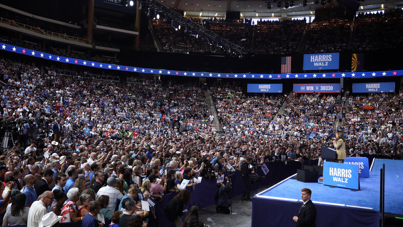 A Harris campaign rally in Glendale, Arizona on August 9.