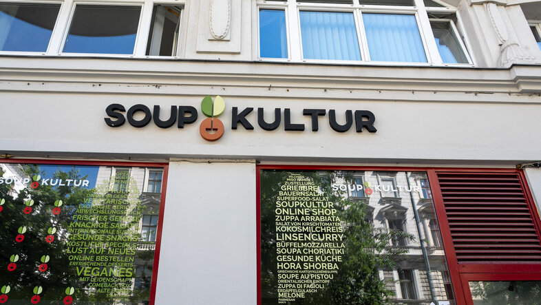 Schriftzug "Soupkultur" Restaurant