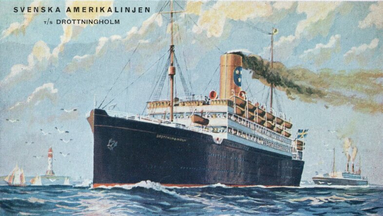 Dampfschiff Drottningholm der Svenska Amerikalinjen, mit dem Charlotte Charlaque 1942 New York erreichte