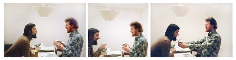 Reinhold Bertlmann (links) und John Stewart Bell in Bells Wohnung in Genf