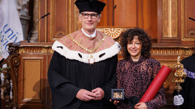 Rektor Schütze und Emmanuelle Charpentier