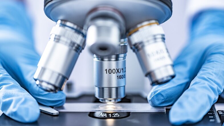 Close-up of a microscope