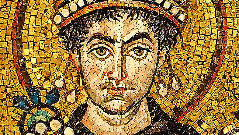 Mosaik mit dem Portrait von Kaiser Justinian I.