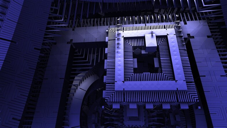 Abstrahierte Darstellung eines Computerchips, Illustration