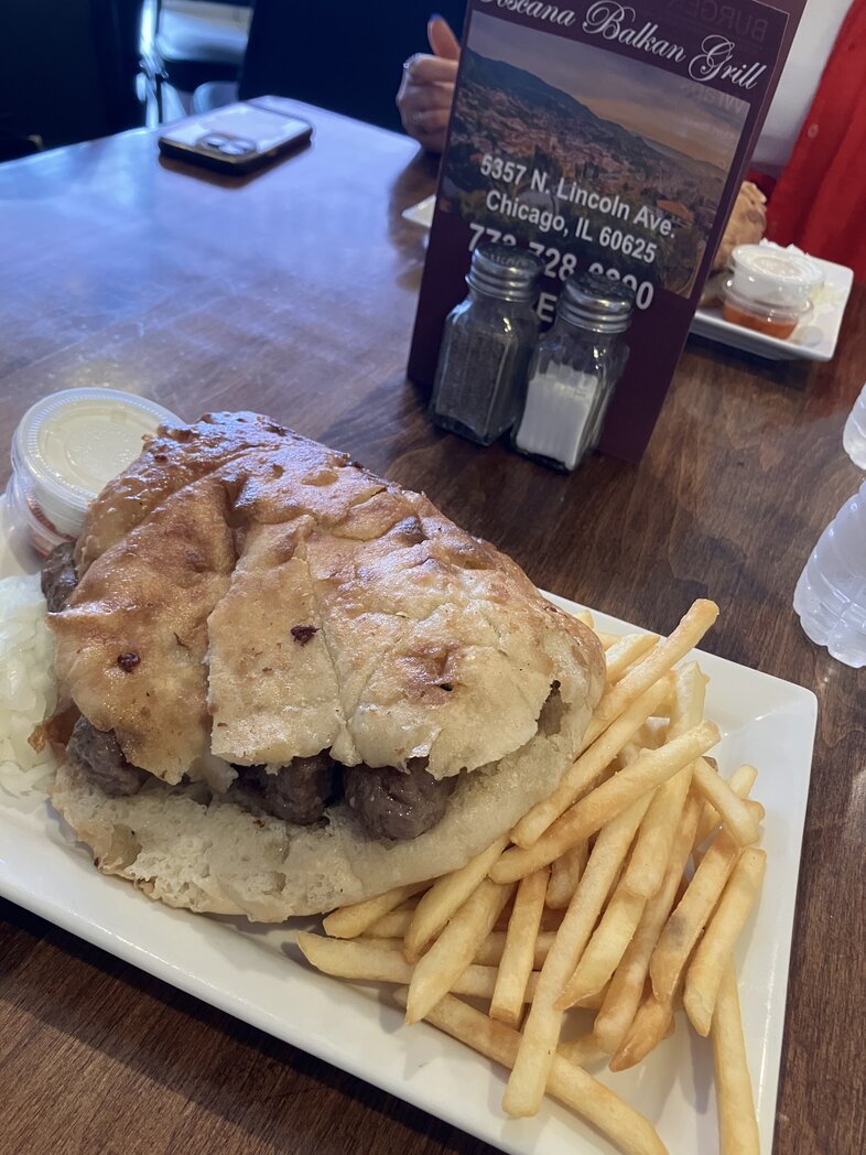 Food in Chicago, fries and kebap