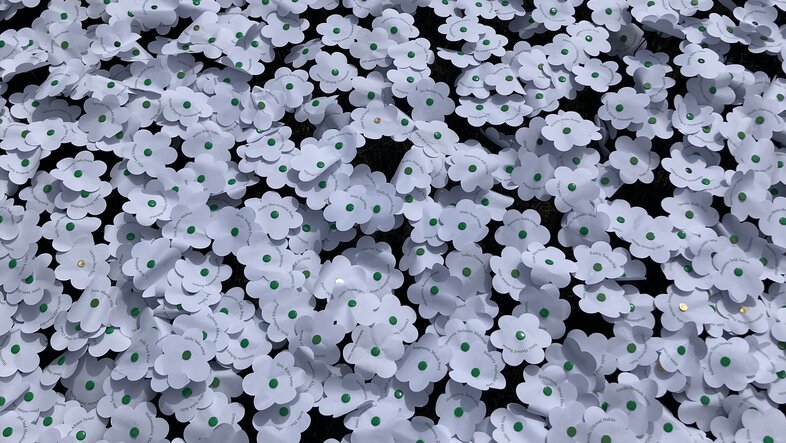 White paper flowers symbolise the White Flowers of Srebrenica