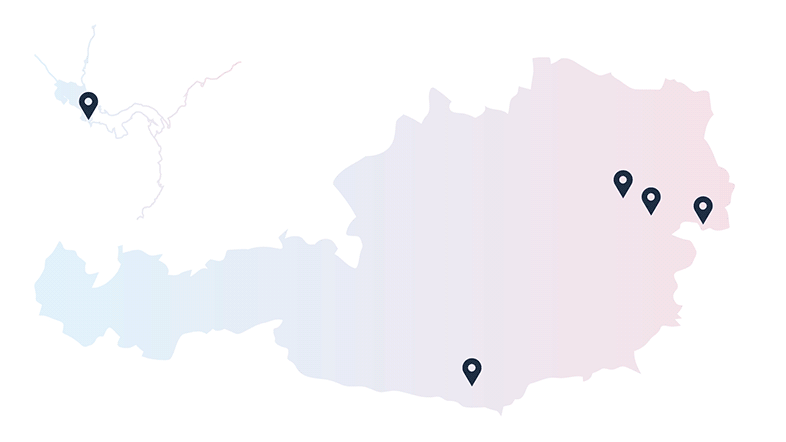 animierte Landkarte, die den Rudolphina Roadtrip darstellt - Fahrt von Lunz nach Grünau