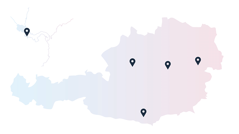 Österreich-Karte mit den eingezeichneten Standorten der Forschungsstationen der Uni Wien
